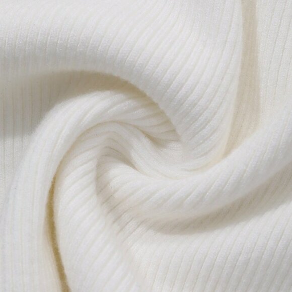 White Casual Women's Lace Patchwork Fitted Pullover Sweater - Picture 5 of 5